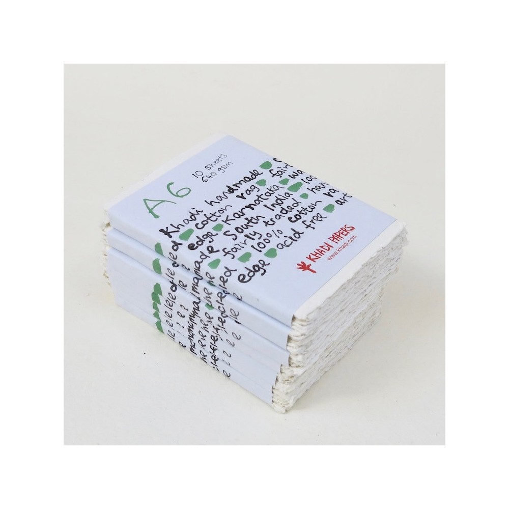 Papier czerpany 100% bawełny 640 g - Khadi Papers - White A6 10 ark.