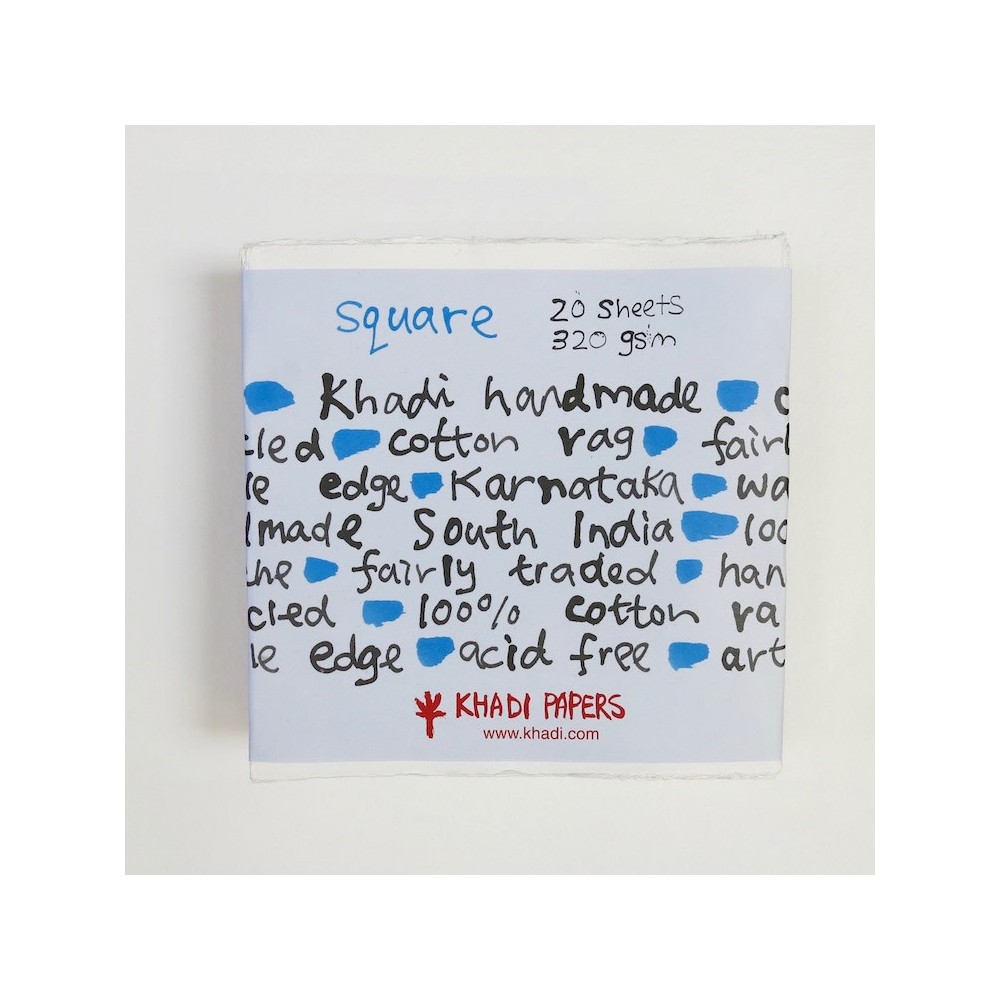 Handmade 100% cotton paper 320 g - Khadi Papers - White 20 x 20 cm 20 sheets