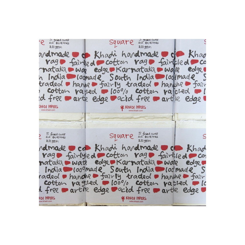 Zestaw papeterii 100% bawełny 210 g - Khadi Papers - White 8 x 8 cm 10 szt.