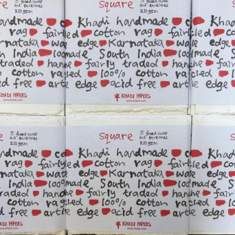 Handmade 100% cotton cards and envelopes 210 g - Khadi Papers - White 8 x 8 cm 10 pcs