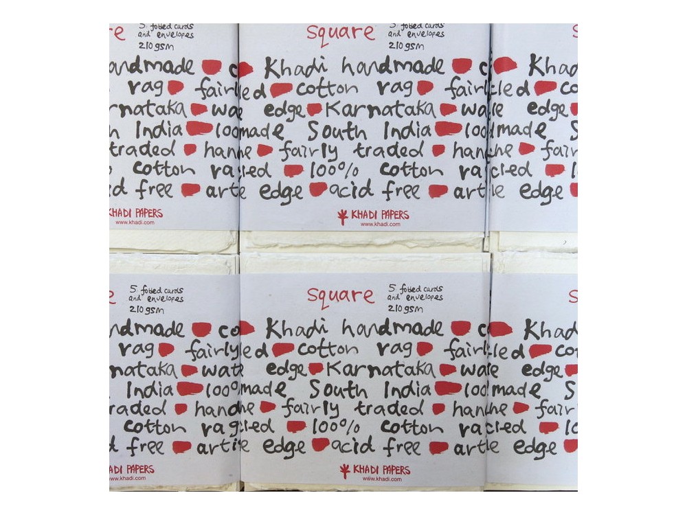 Zestaw papeterii 100% bawełny 210 g - Khadi Papers - White 8 x 8 cm 10 szt.
