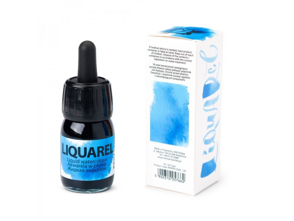 Farba akwarelowa w płynie Liquarel - Renesans - Cyan 30 ml