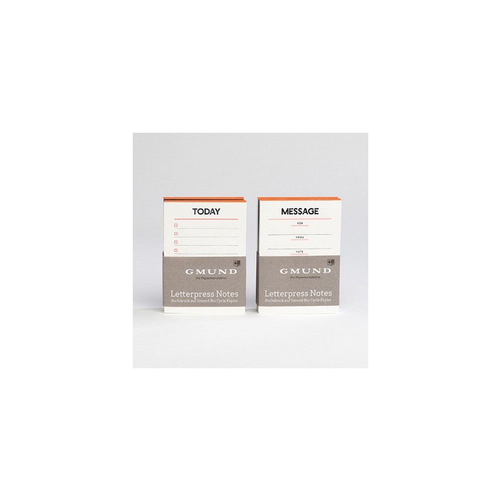 Letterpress Notes Set - Gmund - Neon Orange 120 g 2 pcs