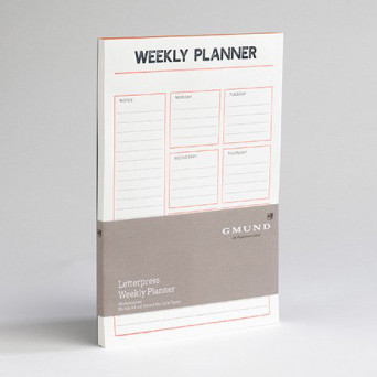 Letterpress Weekly Planner - Gmund - Neon Orange 50 sheets