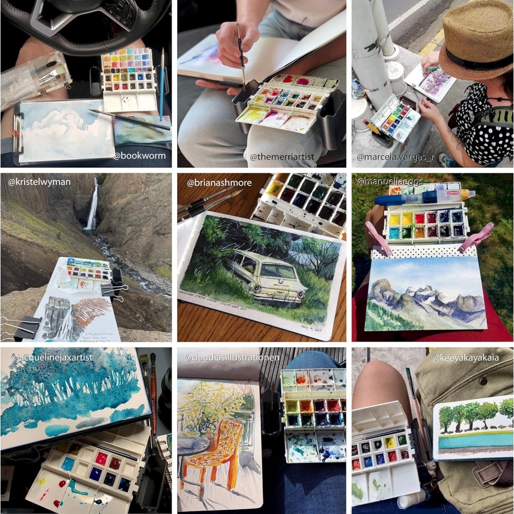 Paletka podróżna Classic na akwarele - Portable Painter - 12 półkostek