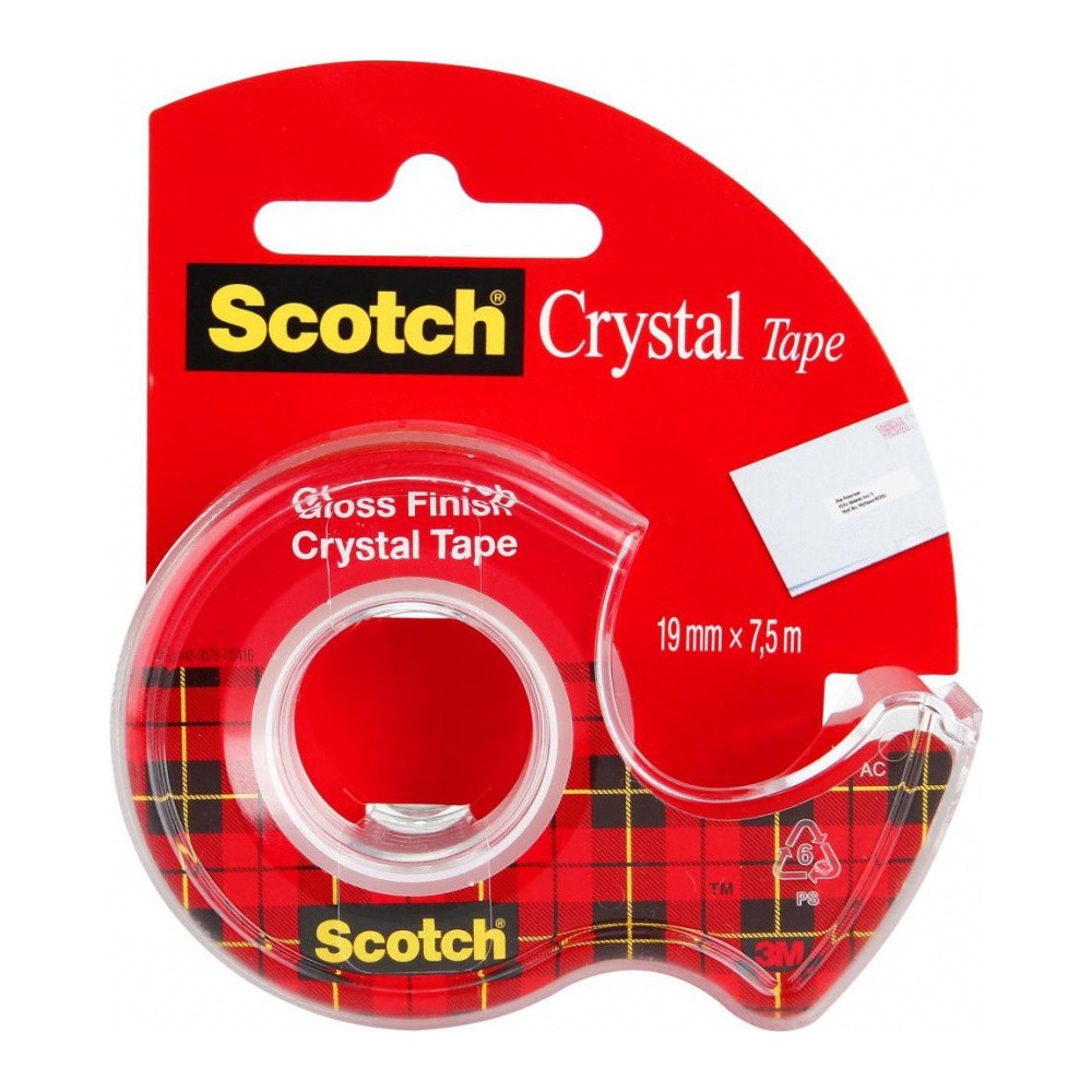 Taśma biurowa Crystal z dyspenserem - Scotch - transparentna 19 mm x 7,5 m