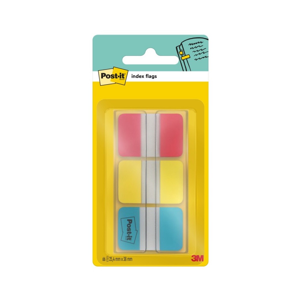 Zakładki indeksujące 25,4 x 38,1 mm - Post-it - 3 x 22 szt.