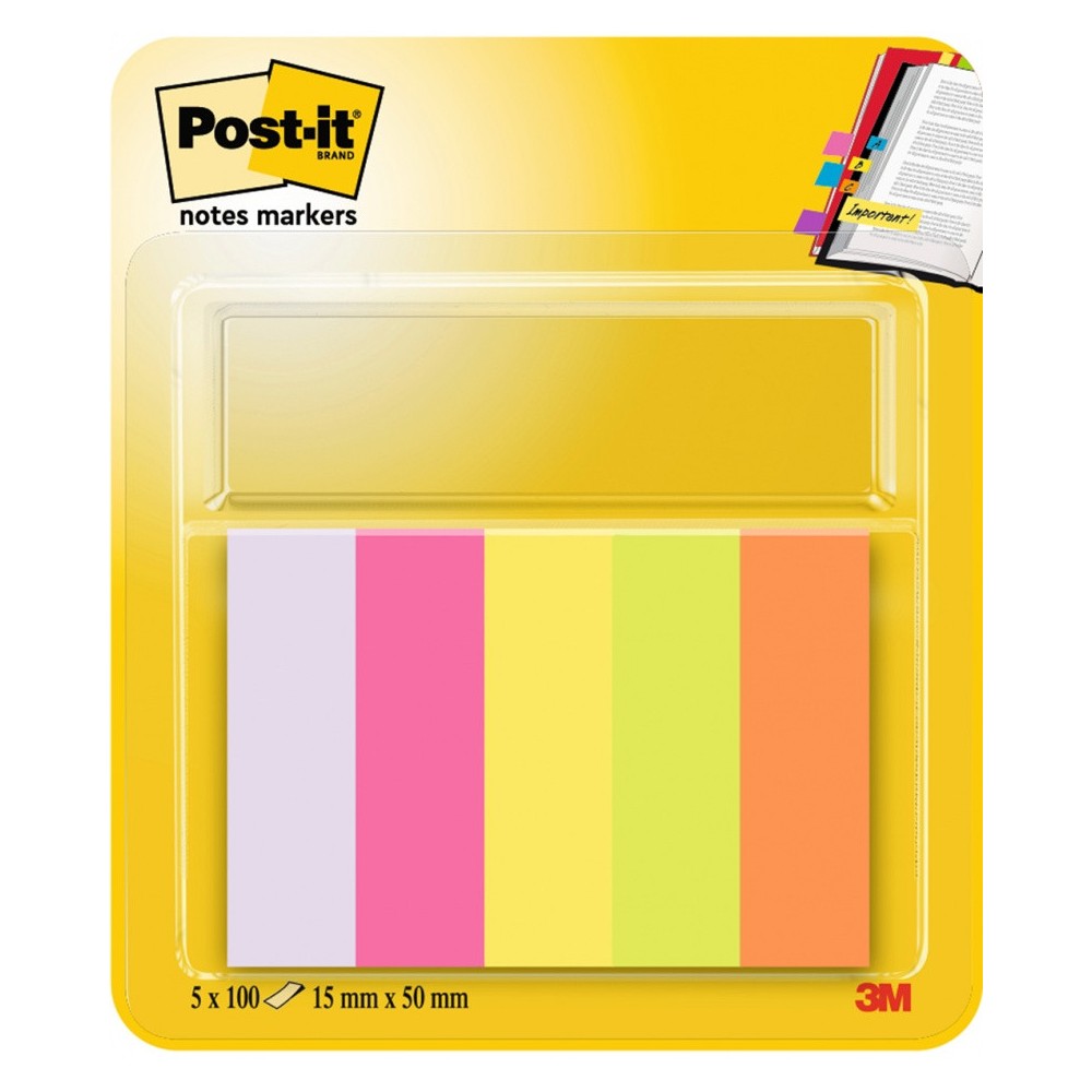 Zakładki indeksujące 15 x 50 mm - Post-it - 5 x 100 szt.