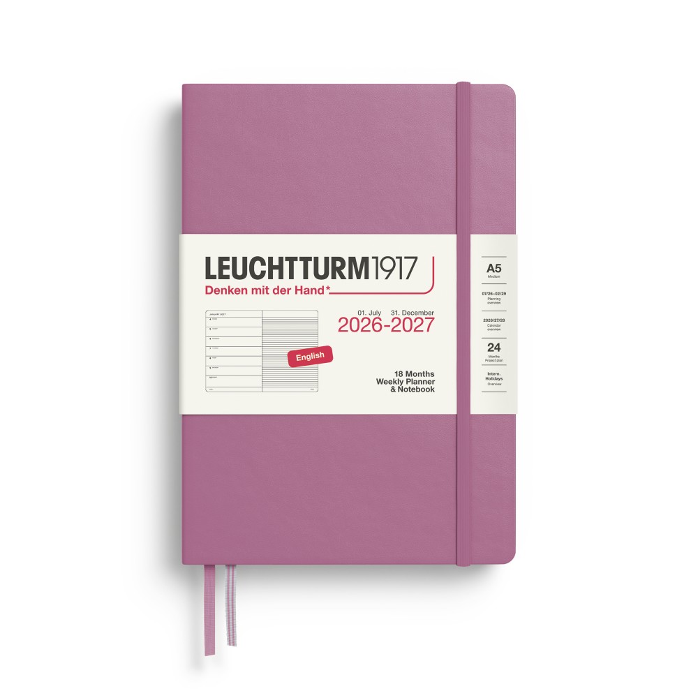 Ruled Weekly Planner & Notebook 2026/2027 A5 - Leuchtturm1917 - Dusty Rose