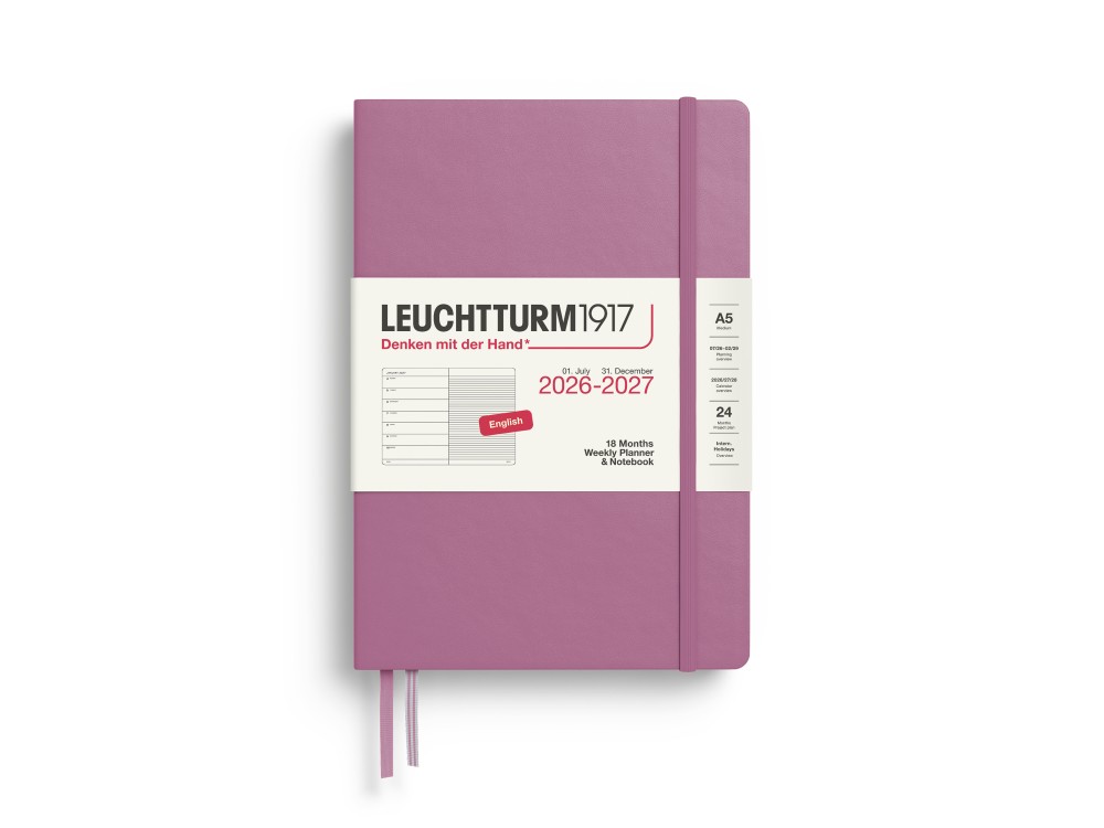 Ruled Weekly Planner & Notebook 2026/2027 A5 - Leuchtturm1917 - Dusty Rose