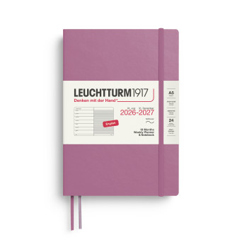 Planer tygodniowy z notatnikiem w linie 2026/2027 A5 - Leuchtturm1917 - Dusty Rose