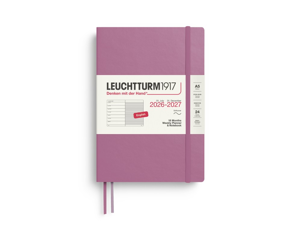 Ruled Weekly Planner & Notebook 2026/2027 A5 - Leuchtturm1917 - Dusty Rose