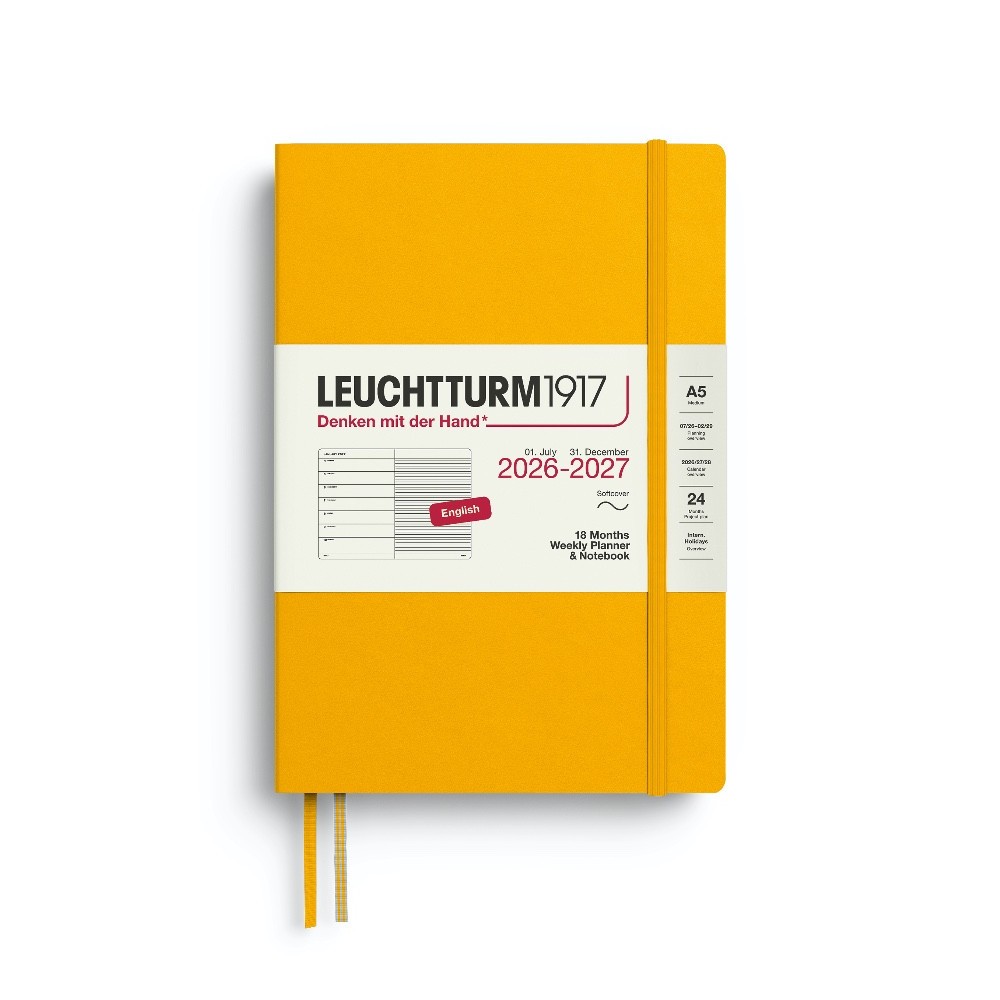 Planer tygodniowy z notatnikiem w linie 2026/2027 A5 - Leuchtturm1917 - Sunflower