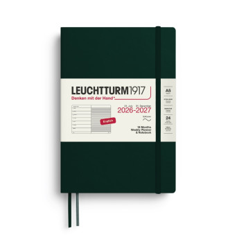 Ruled Weekly Planner & Notebook 2026/2027 A5 - Leuchtturm1917 - Forest Green