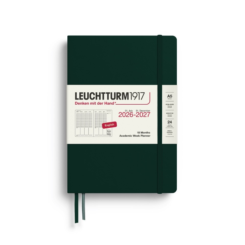 Planer tygodniowy akademicki 2026/2027 A5 - Leuchtturm1917 - Forest Green
