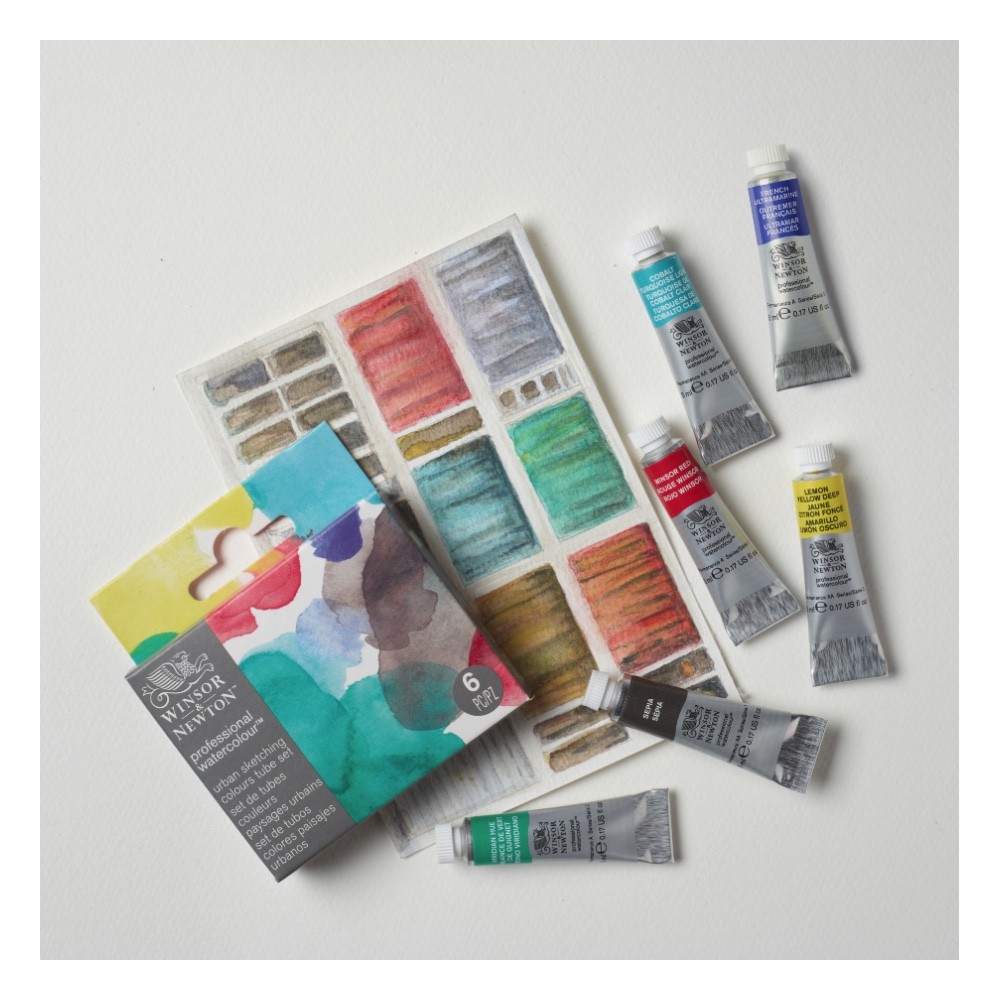 Professional Watercolor Urban Sketching Set - Winsor & Newton - 6 x 5 ml