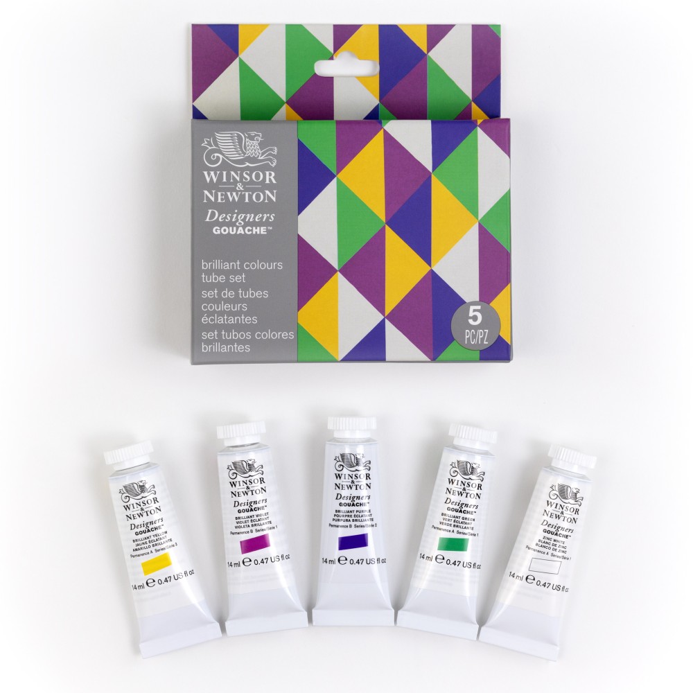 Set of Designers Gouache paints Brilliant - Winsor & Newton - 5 x 14 ml