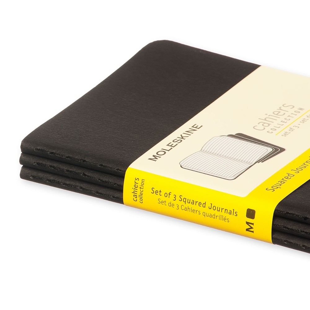 Zestaw notatników w kratkę A6 - Moleskine - czarne 3 szt.