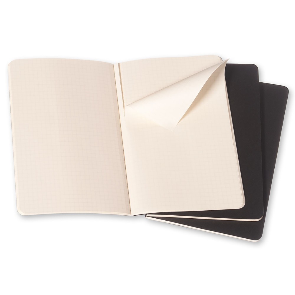Zestaw notatników w kratkę A6 - Moleskine - czarne 3 szt.