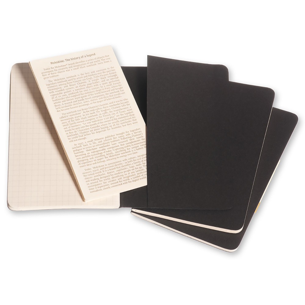 Set of 3 Squared Cahier Journals - Black - Pocket - Moleskine