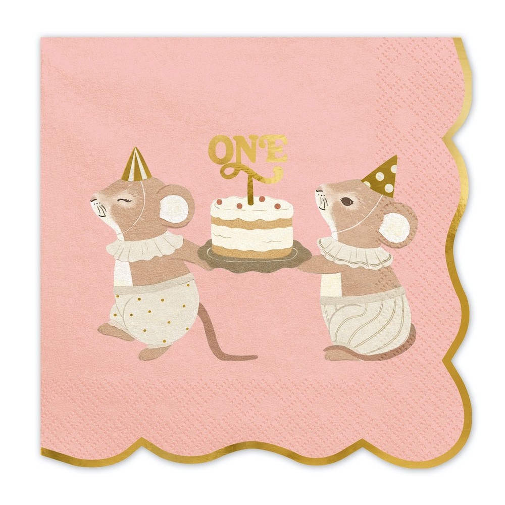 Paper napkins One Mouse - pink 12 pcs.