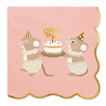 Paper napkins One Mouse - pink 12 pcs.