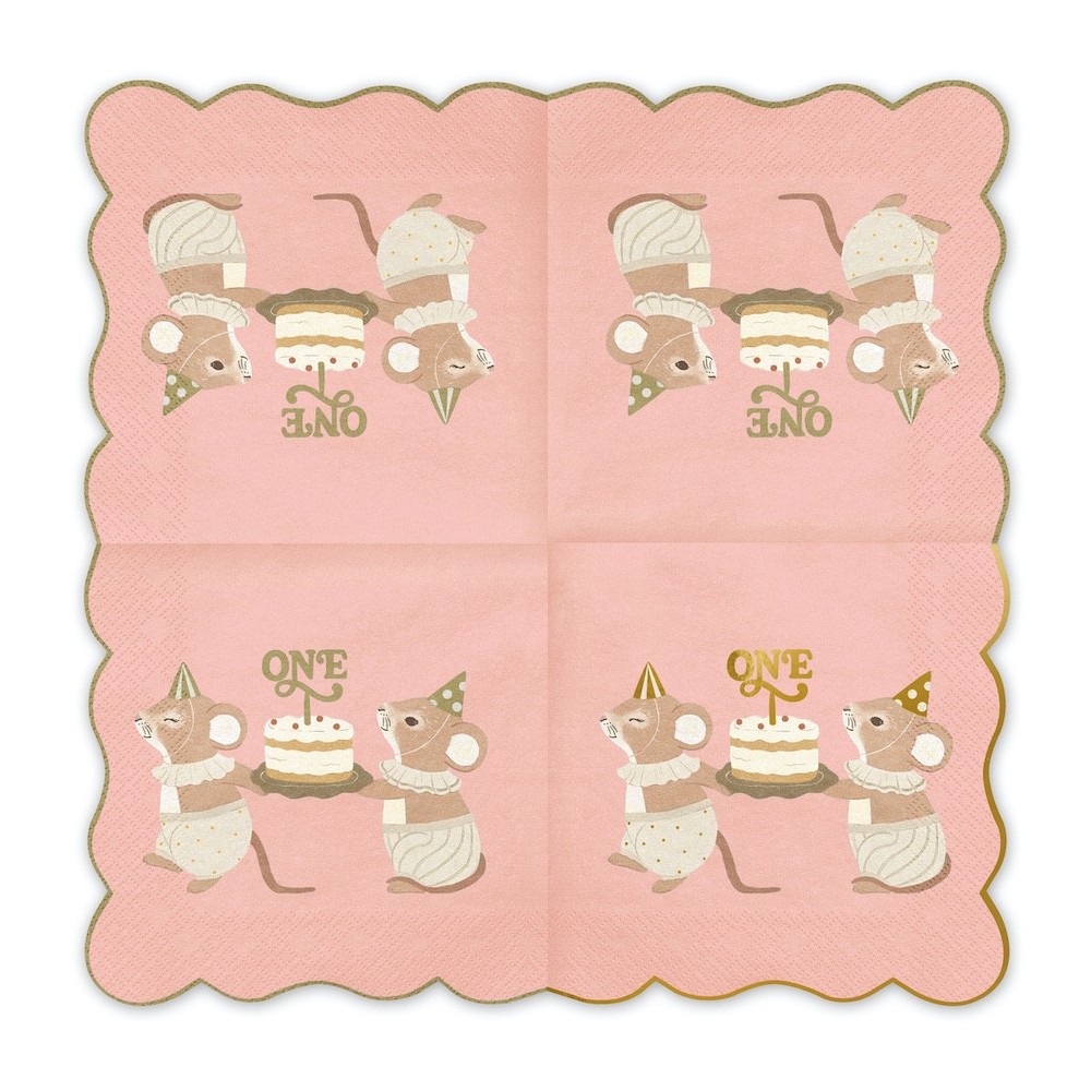 Paper napkins One Mouse - pink 12 pcs.