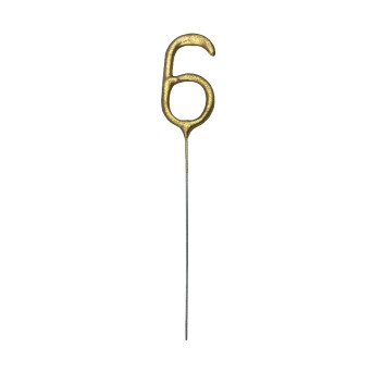 Zimne ognie Cyfra 6 - złote 15 cm