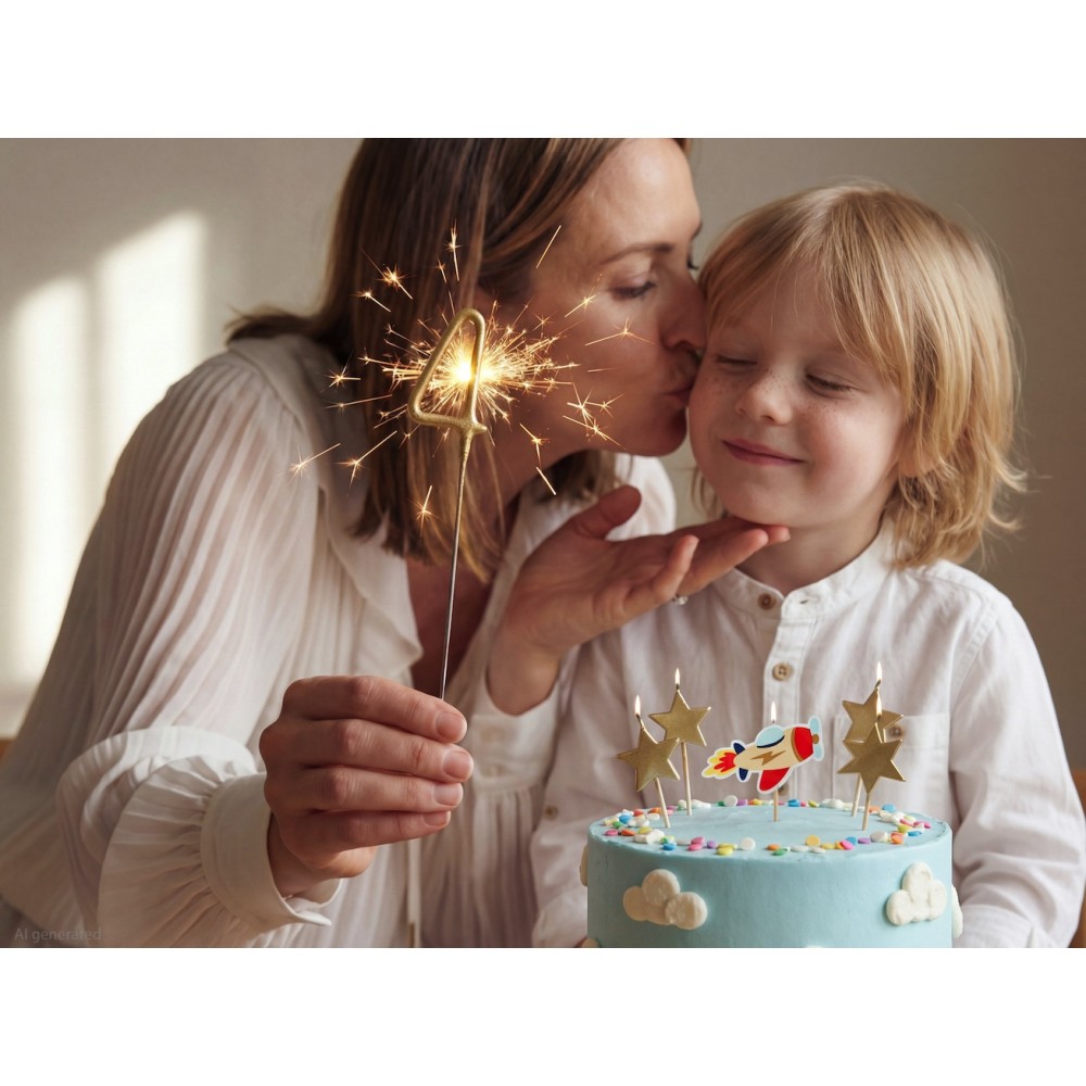 Zimne ognie Cyfra 4 - złote 15 cm