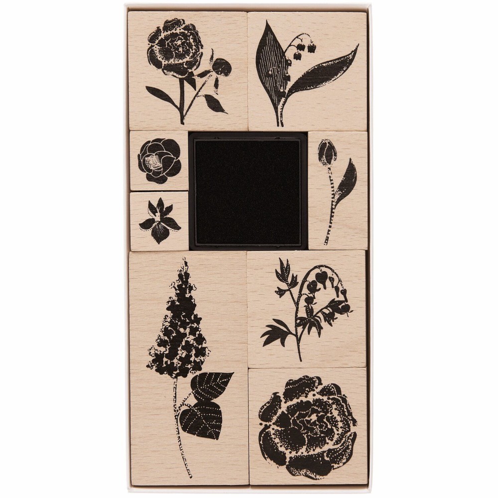Zestaw stempli drewnianych Flowers - Paper Poetry - 9 szt.