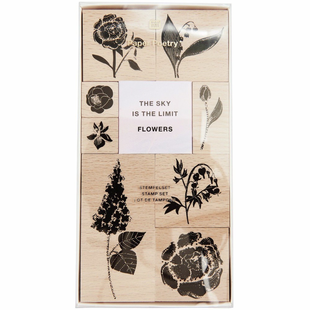 Set of wooden stamps Flowers - Paper Poetry - 9 pcs.