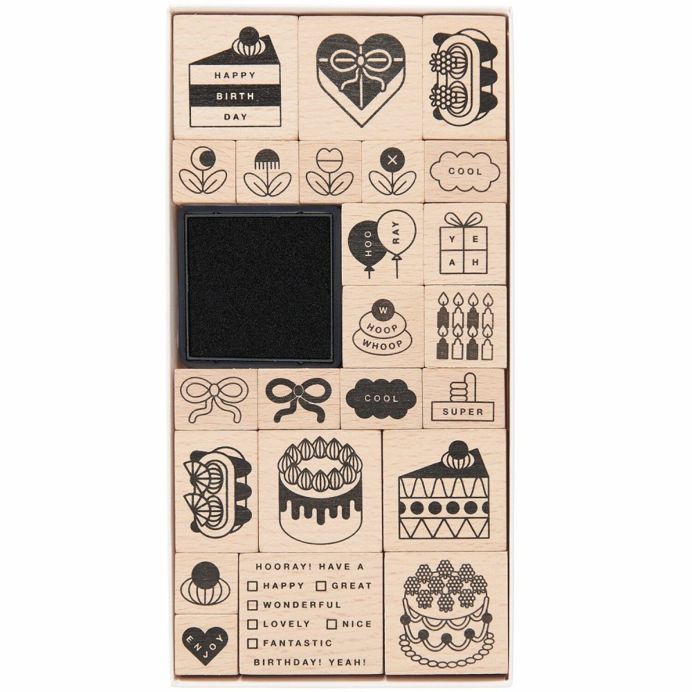 Set of wooden stamps Happy Birthday - Paper Poetry - 24 pcs.