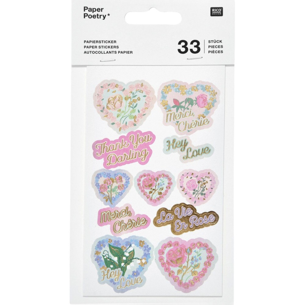 Paper stickers La Vie en Rose - Paper Poetry - 33 pcs.