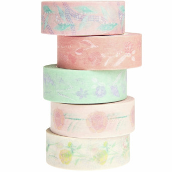 Set of washi tapes Flowers Pastel - Paper Poetry - 5 pcs.