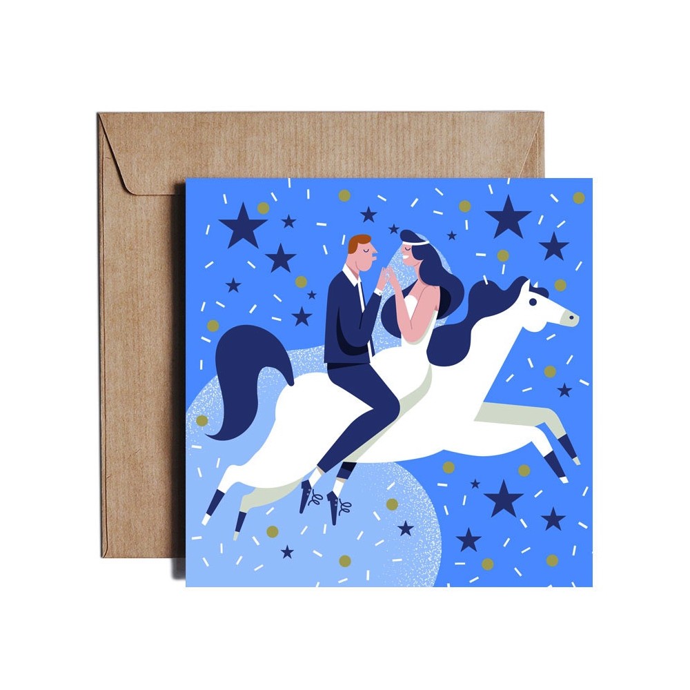 Kartka okolicznościowa 14,5 x 14,5 cm - PiesKot - Royal Blue Wedding