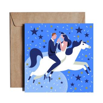 Kartka okolicznościowa 14,5 x 14,5 cm - PiesKot - Royal Blue Wedding