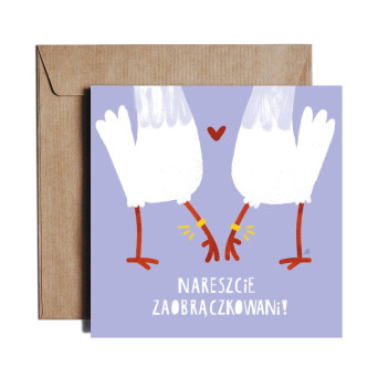 Kartka okolicznościowa 14,5 x 14,5 cm - PiesKot - Officially In Love