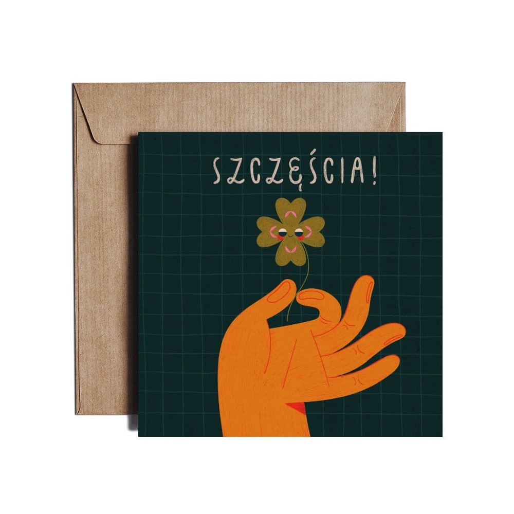 Kartka okolicznościowa 14,5 x 14,5 cm - PiesKot - Szczęścia