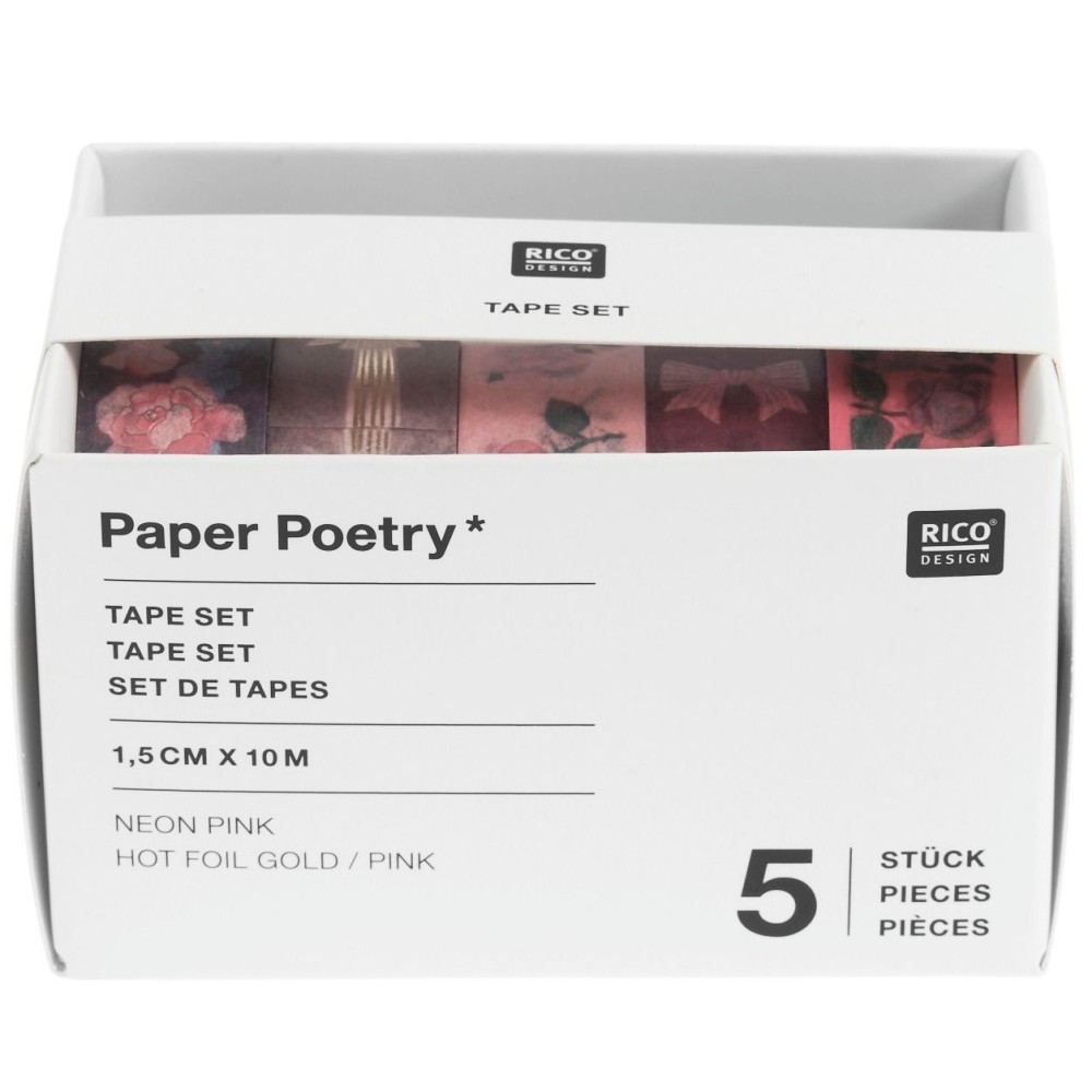 Set of washi tapes La Vie En Rose - Paper Poetry - 5 pcs.