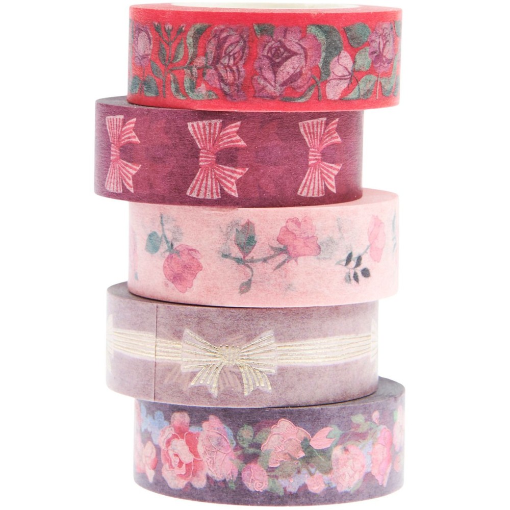 Set of washi tapes La Vie En Rose - Paper Poetry - 5 pcs.