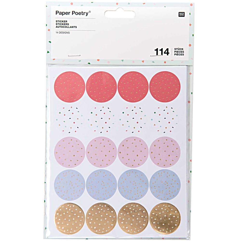 Naklejki papierowe kółka Confetti - Paper Poetry - 114 szt.