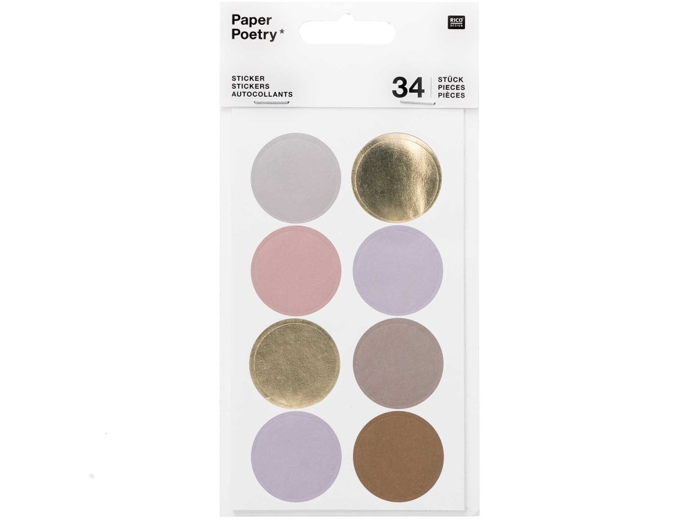 Paper stickers Dots & Stripes - Paper Poetry - Mauve 34 pcs