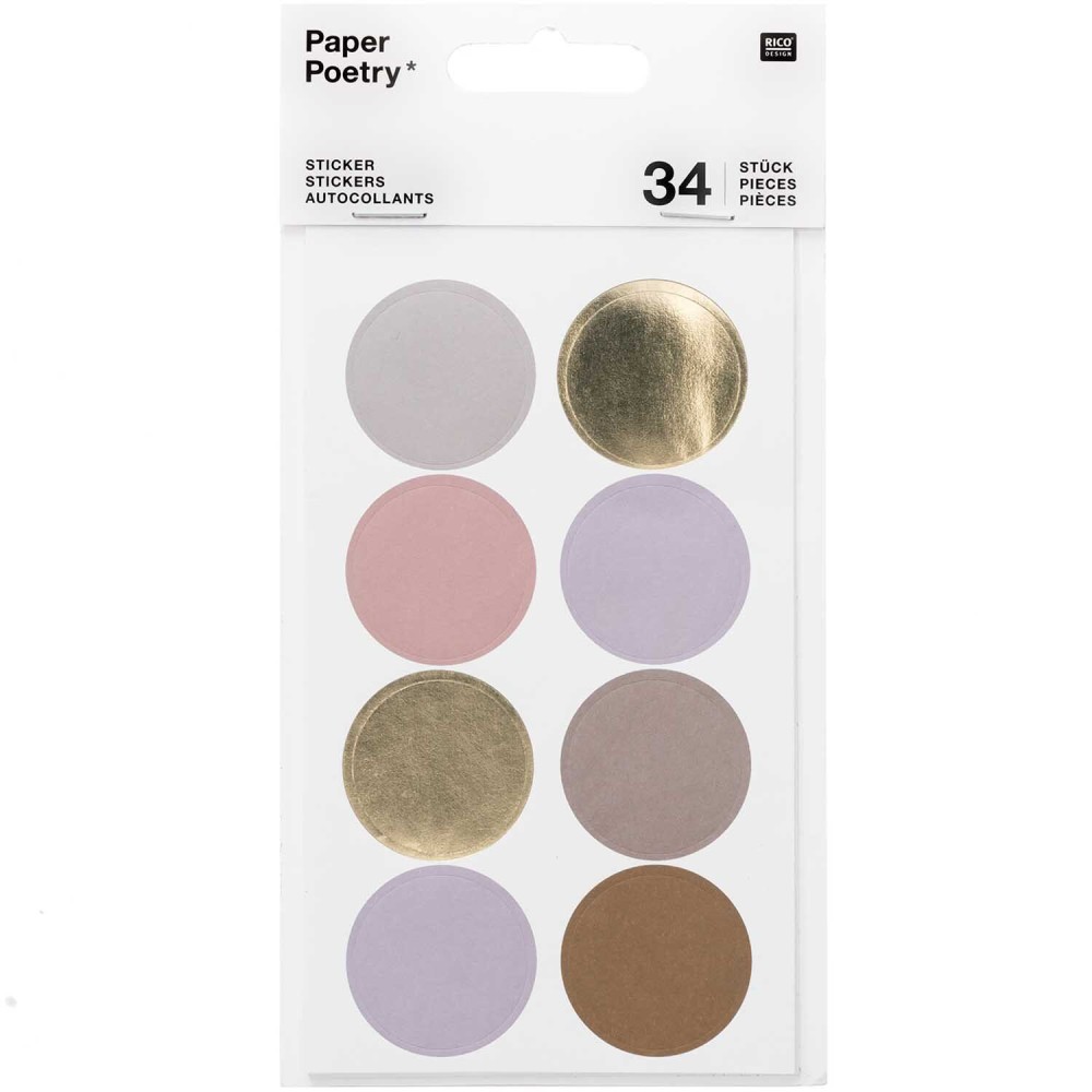 Naklejki papierowe Dots & Stripes - Paper Poetry - Mauve 34 szt.