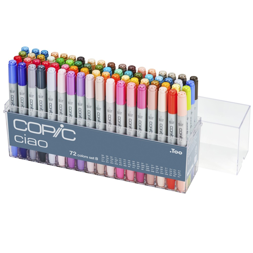 Set B of Copic Ciao dual-tip alcohol-based markers - 72 pcs
