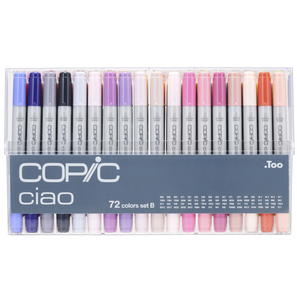 Set B of Copic Ciao dual-tip alcohol-based markers - 72 pcs