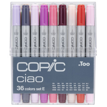 Set E of Copic Ciao dual-tip alcohol-based markers - 36 pcs