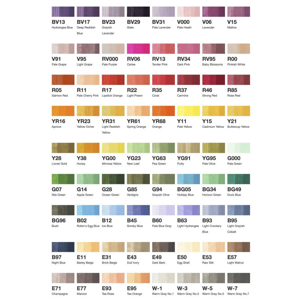 Set B of Copic Ciao dual-tip alcohol-based markers - 72 pcs