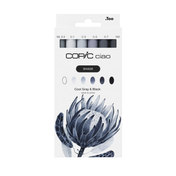 Set of Copic Ciao Shade dual-tip alcohol-based markers - Cool Gray & Black 6 pcs