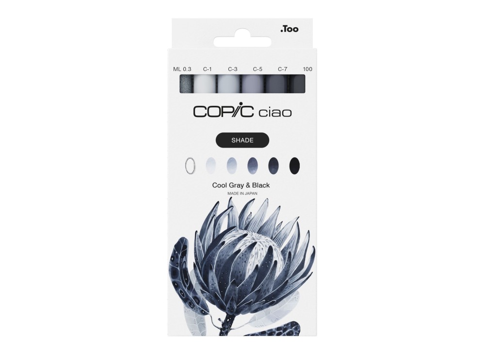 Zestaw markerów dwustronnych Copic Ciao Shade - Cool Gray & Black 6 szt.