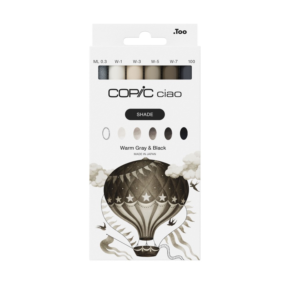 Zestaw markerów dwustronnych Copic Ciao Shade - Warm Gray & Black 6 szt.